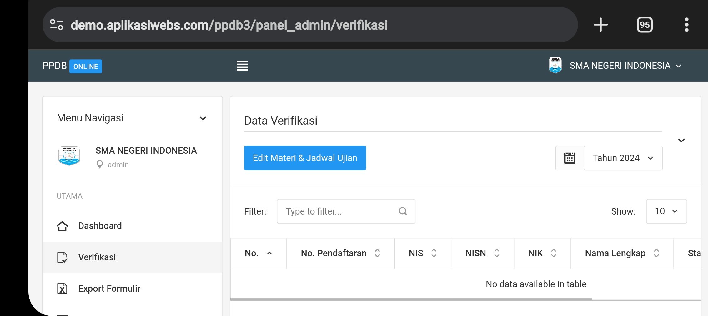 Website Aplikasi PPDB Web Online
